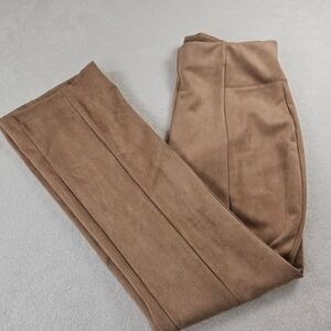 Zac & Rachel Womens Tan Faux Suede Flare Leg Pull On Pants High Rise Size M